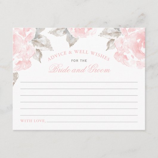  roze Waterverf Roos huwelijksadvies Notitiekaartje (Voorkant)