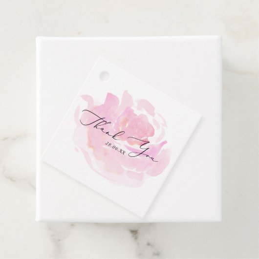 Roze Waterverf Roos kalligrafie Dank u wel Bedankjes Labels (In situ)