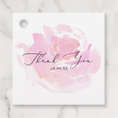 Roze Waterverf Roos kalligrafie Dank u wel Bedankjes Labels (Voorkant)