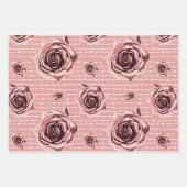 Roze Waterverf Roos Lijnen en stippen multi Inpakpapier Vel (Voorkant)