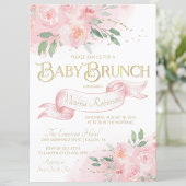 Roze Waterverf Roos Meisje Baby shower Brunch Kaart