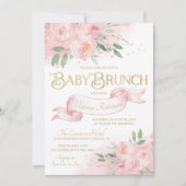 Roze Waterverf Roos Meisje Baby shower Brunch Kaart (Voorkant)