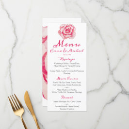 Roze Waterverf Roos | Menu Weddenschappen