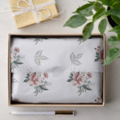 Roze Waterverf Roos met Blauwgroen gebladerte Tissuepapier (Geschenk)