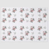 Roze waterverf roos met turquoise blad tissuepapier (Voorkant)