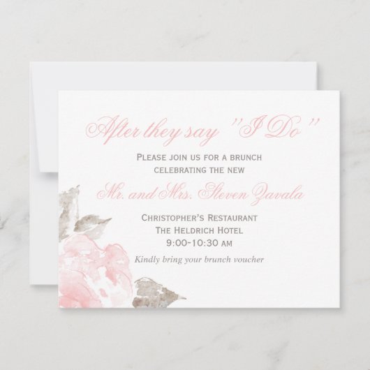 roze Waterverf Roos nadat ze zeggen dat ik doe Kaart (Voorkant)