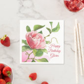 Roze Waterverf Roos Papier Napkin Servet (Insitu)