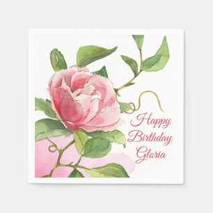 Roze Waterverf Roos Papier Napkin Servet