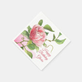 Roze Waterverf Roos Papier Napkin Servet (Hoek)
