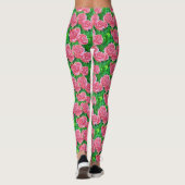 Roze Waterverf Roos Patroon Leggings (Achterkant)