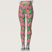 Roze Waterverf Roos Patroon Leggings (Voorkant)