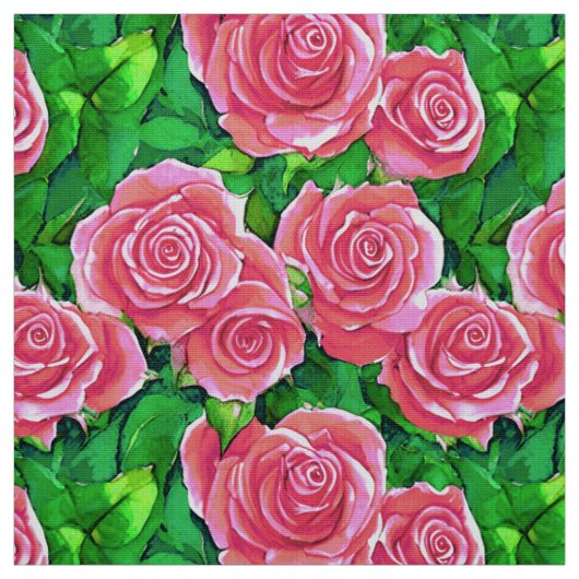 Roze Waterverf Roos Patroon Stof (Swatch)