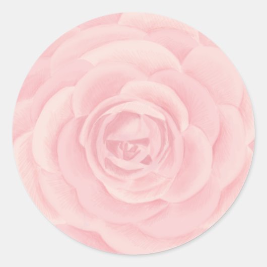 Roze Waterverf Roos Ronde Sticker (Voorkant)