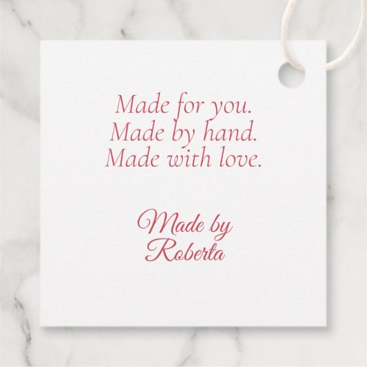 Roze Waterverf Roos String Label (Achterkant)