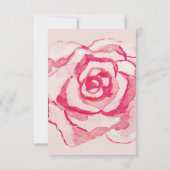 Roze Waterverf Roos | Trouwreceptie Bijkaart Kaart (Achterkant)
