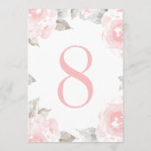  Roze Waterverf Roos Trouwtafel Nummer Kaart (Achterkant)