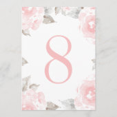  Roze Waterverf Roos Trouwtafel Nummer Kaart (Voorkant)