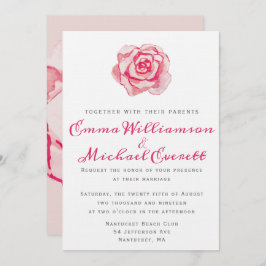 Roze Waterverf Roos | Weddenschap Kaart