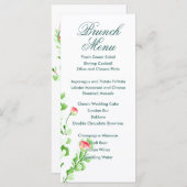 Roze Waterverf Rose Boeket Menu (Voorkant / Achterkant)