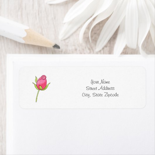 Roze Waterverf Rosebud Etiket (Insitu)