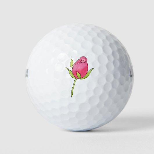 Roze Waterverf Rosebud Golfballen (Voorkant)
