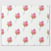 Roze Waterverf Rosebud Pattern Cadeaupapier (Vlak)