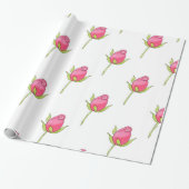Roze Waterverf Rosebud Pattern Cadeaupapier (Uitgerold)