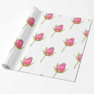 Roze Waterverf Rosebud Pattern Cadeaupapier