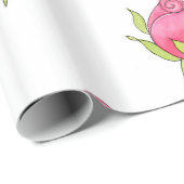Roze Waterverf Rosebud Pattern Cadeaupapier (Rol Hoek)