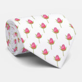Roze Waterverf Rosebud Pattern Stropdas (Opgerold)