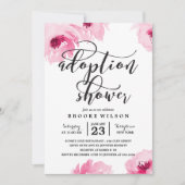 Roze Waterverf Rozen Aanneming Baby shower Kaart (Voorkant)