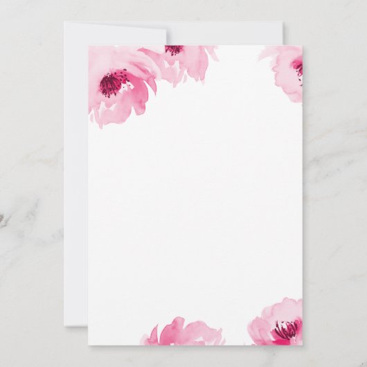 Roze Waterverf Rozen Aanneming Baby shower Kaart (Achterkant)