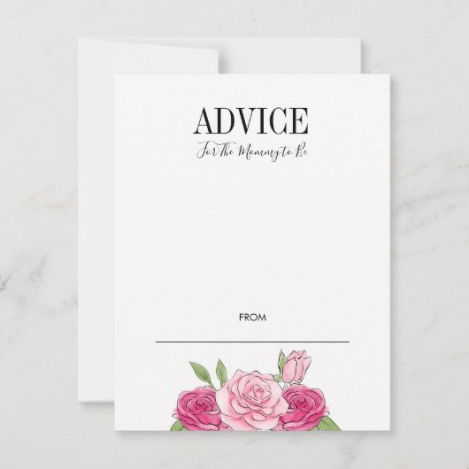 Roze Waterverf Rozen Baby shower Advice Card Kaart (Voorkant)