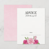 Roze Waterverf Rozen Baby shower Advice Card Kaart (Voorkant / Achterkant)