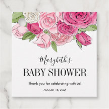 Roze Waterverf Rozen Baby shower