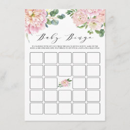Roze Waterverf Rozen Baby shower Bingo Game Informatiekaartje