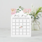 Roze Waterverf Rozen Baby shower Bingo Game Informatiekaartje (Staand voorkant)