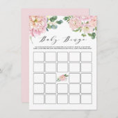 Roze Waterverf Rozen Baby shower Bingo Game Informatiekaartje (Voorkant / Achterkant)