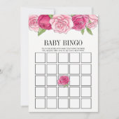 Roze Waterverf Rozen Baby shower Bingo Kaart (Voorkant)
