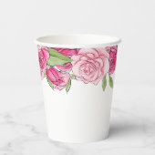 Roze Waterverf Rozen Baby shower Papieren Bekers (Achterkant)