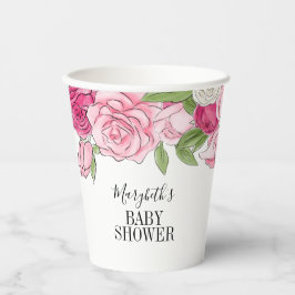 Roze Waterverf Rozen Baby shower Papieren Bekers
