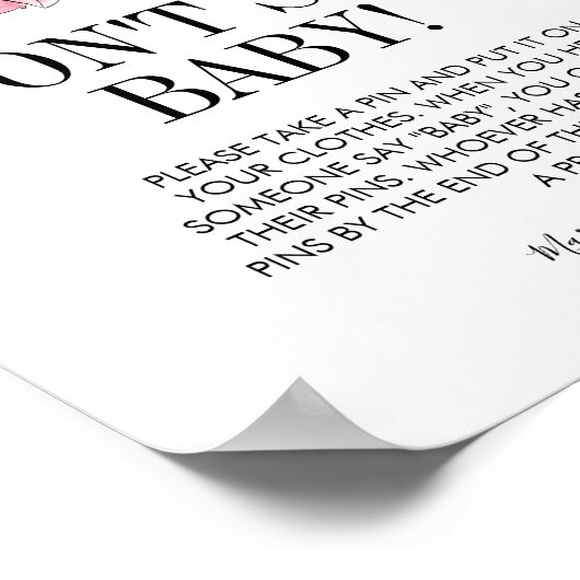 Roze Waterverf Rozen Baby shower Poster (Hoek)