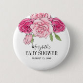 Roze Waterverf Rozen Baby shower Ronde Button 5,7 Cm (Voorkant)