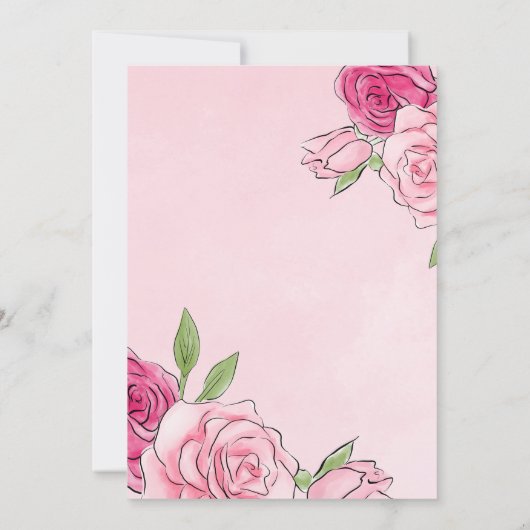 Roze Waterverf Rozen Baby shower Uitnodiging (Achterkant)
