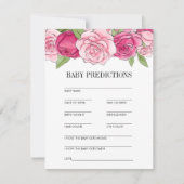 Roze Waterverf Rozen Baby shower Voorspelling Kaart (Voorkant)