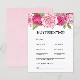 Roze Waterverf Rozen Baby shower Voorspelling Kaart