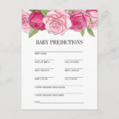 Roze Waterverf Rozen Baby shower voorspellingen ka Aankondigingskaart (Voorkant)