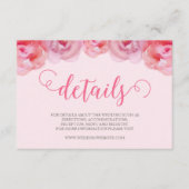 Roze Waterverf Rozen Bloemen bruiloft Details Informatiekaartje (Voorkant)