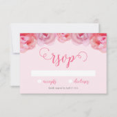  Roze Waterverf Rozen Bloemen Bruiloft RSVP (Voorkant)