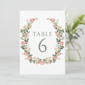 Roze waterverf rozen bloemenkrans bruiloft kaart (Staand voorkant)